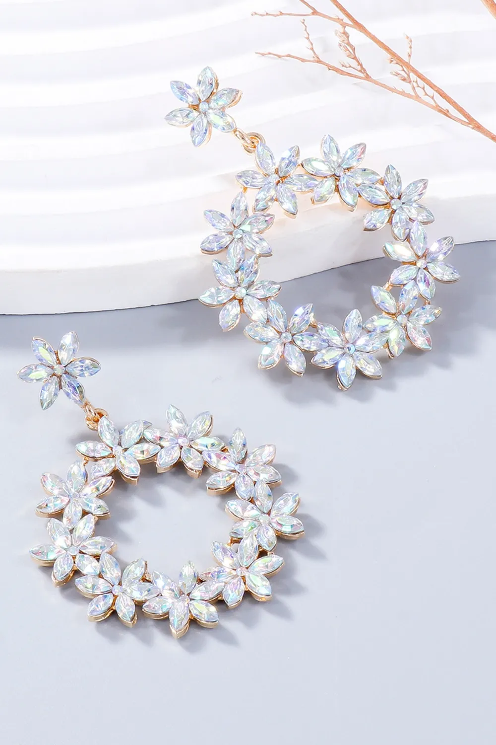 Rhinestone Flower Dangle Earrings, image 12