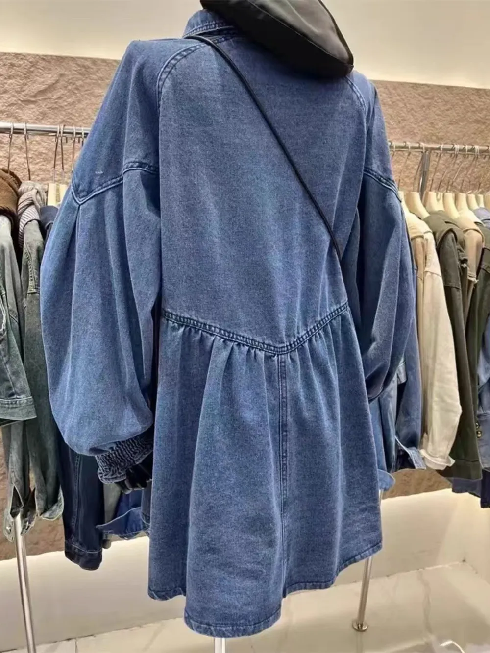 Oversized Long Sleeve Button-Up Denim Dress, image 7