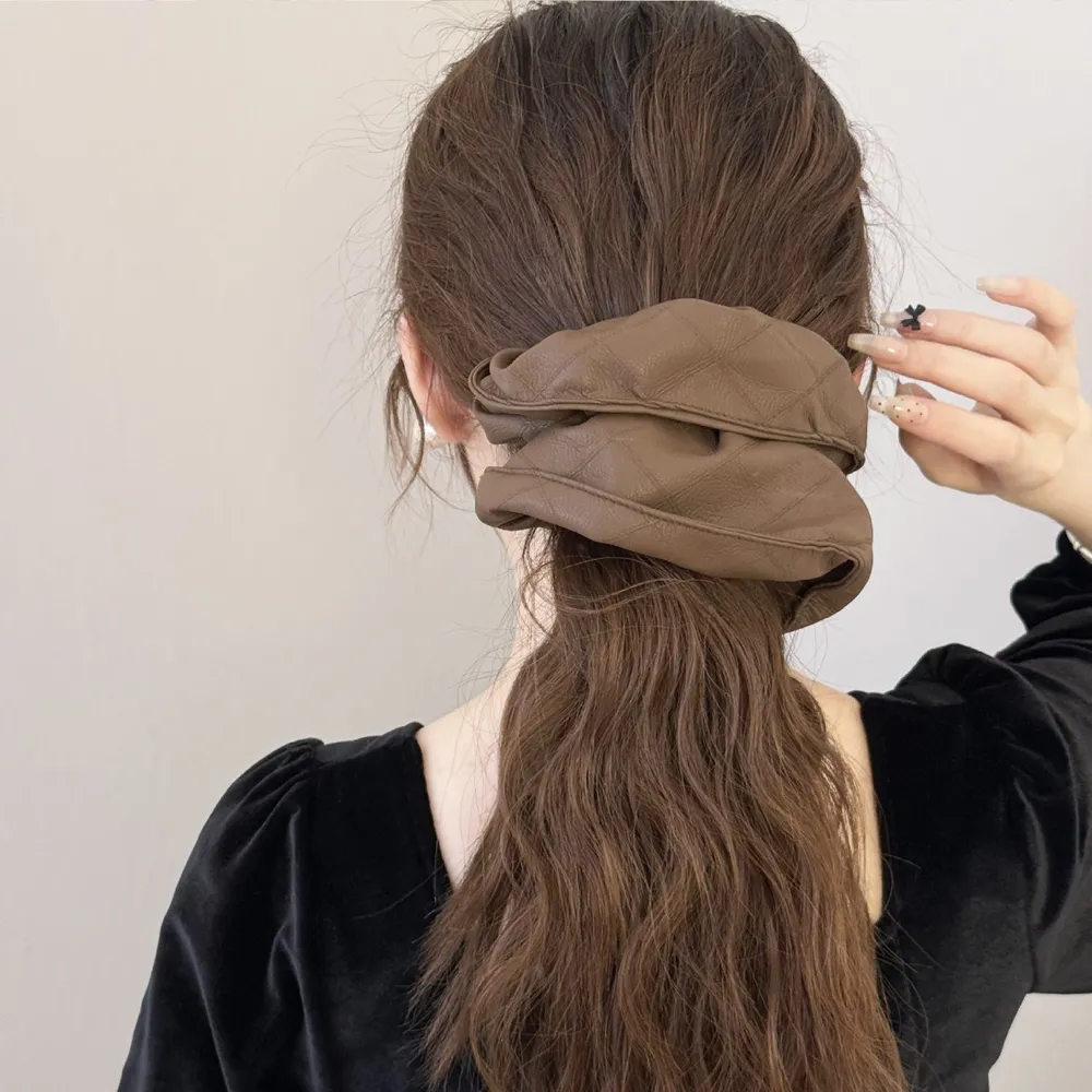 3-Piece PU Leather Elastic Hair Scrunchy, image 5