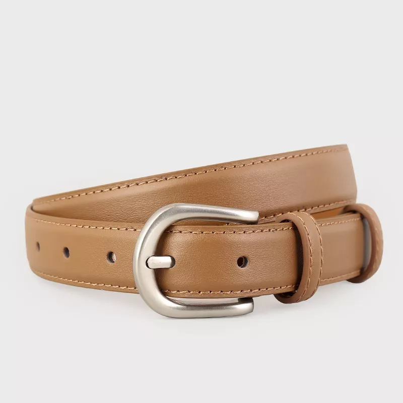 Classic Leather Belt with Silver Buckle, image 5