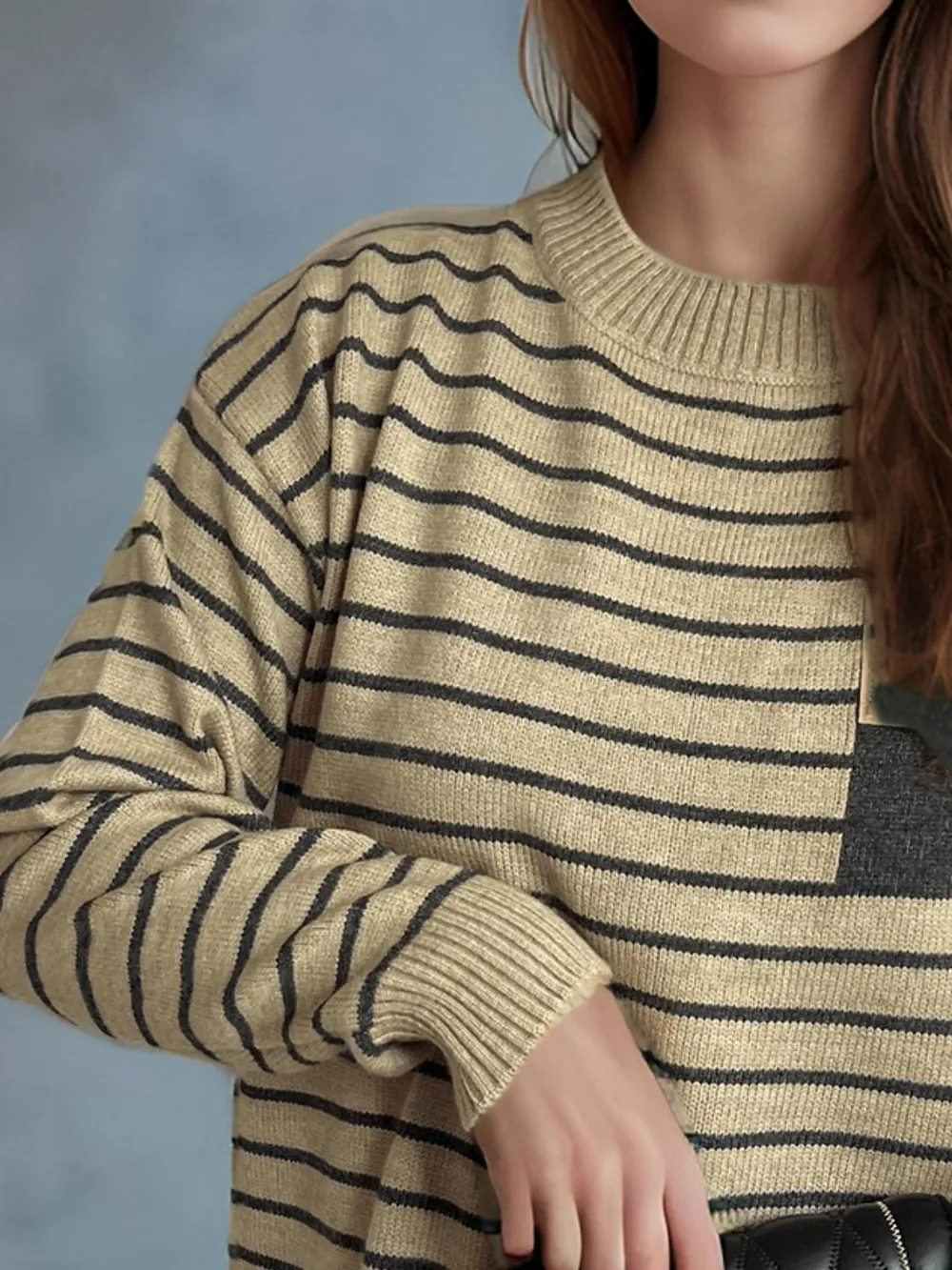 Striped Mock Neck Long Sleeve Sweater, image 10