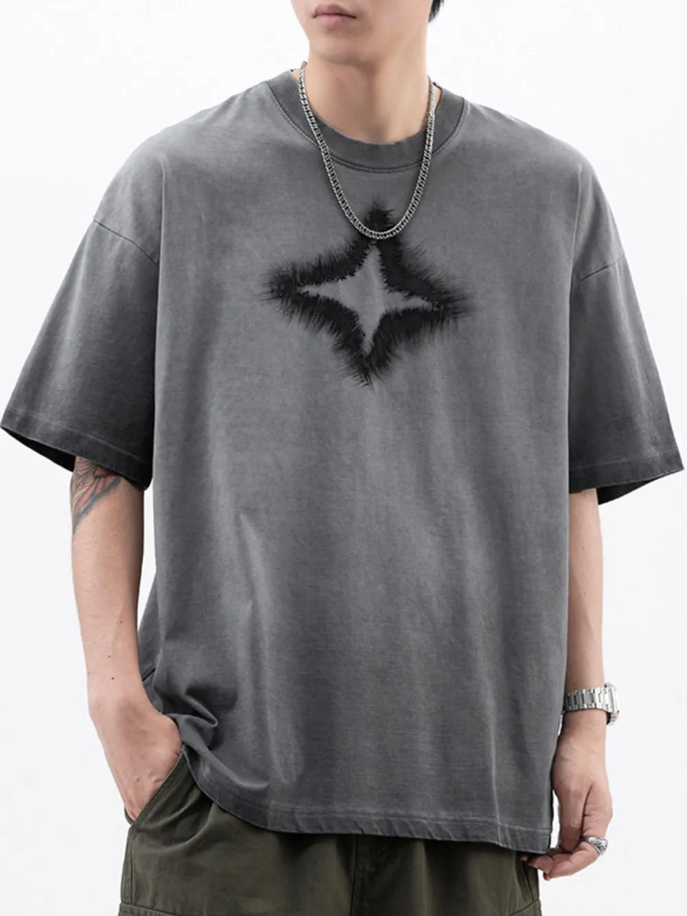 Men's Plus Size Round Neck Short Sleeve T-Shirt, image 2