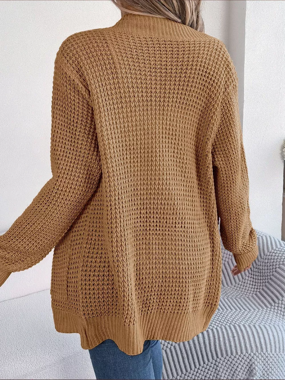 Chunky Knit Open Front Cardigan with Pockets, image 26