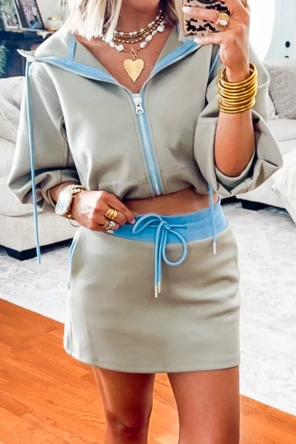 Zip Up Outerwear and Skirt Set, image 5