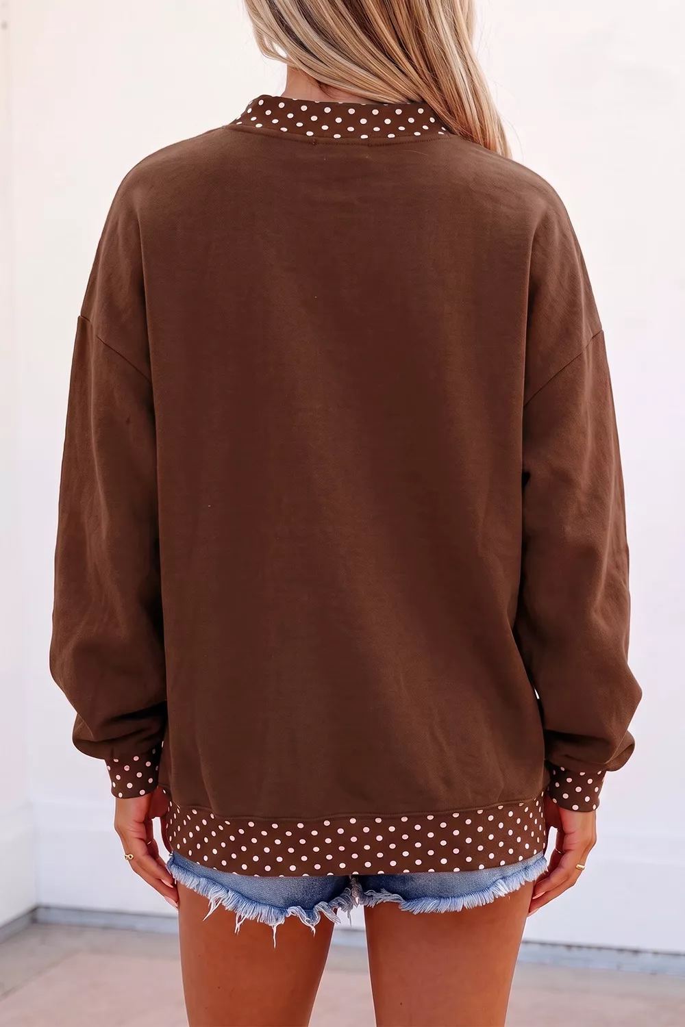 Polka Dot Trim 'PRAY' Graphic Sweatshirt, image 2