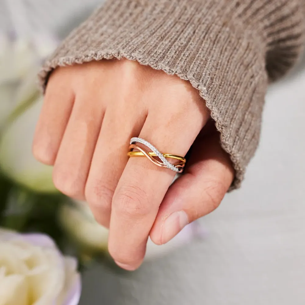 Crisscross Gold-Plated 925 Sterling Silver Ring, image 4