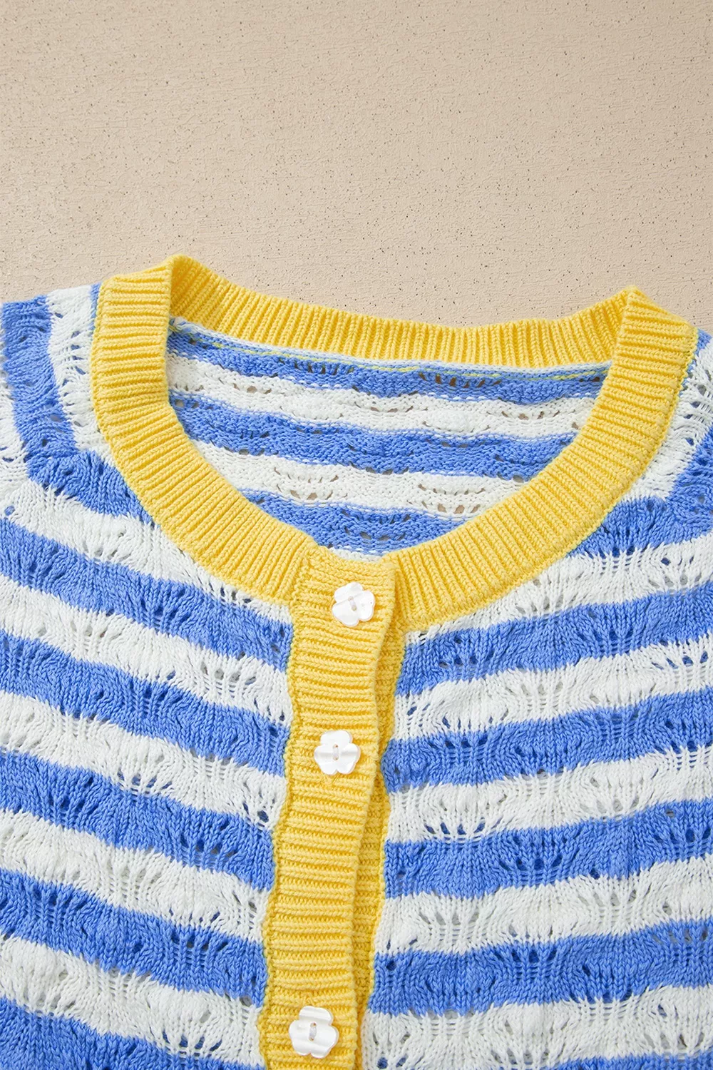Striped Knit Button Up Cardigan, image 9