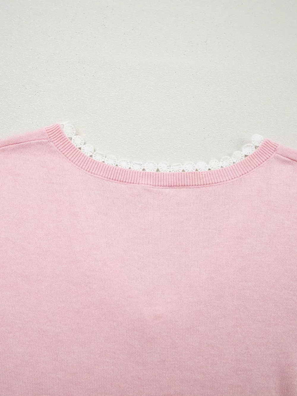 Lace V Neckline Short Sleeve Sweater, image 8