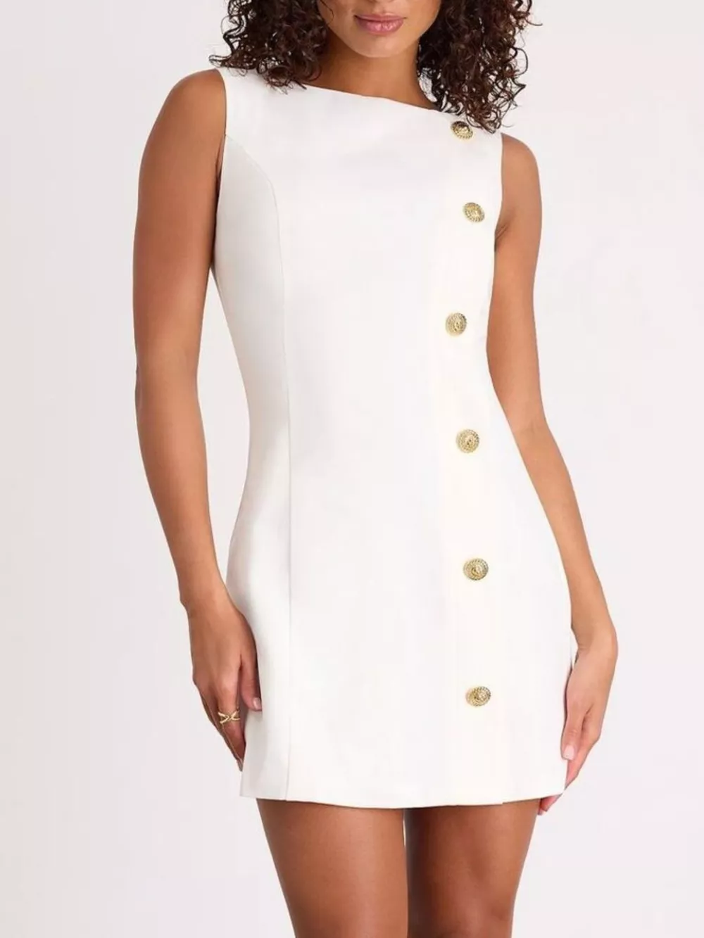 Button Decor Sleeveless Mini Dress, image 8
