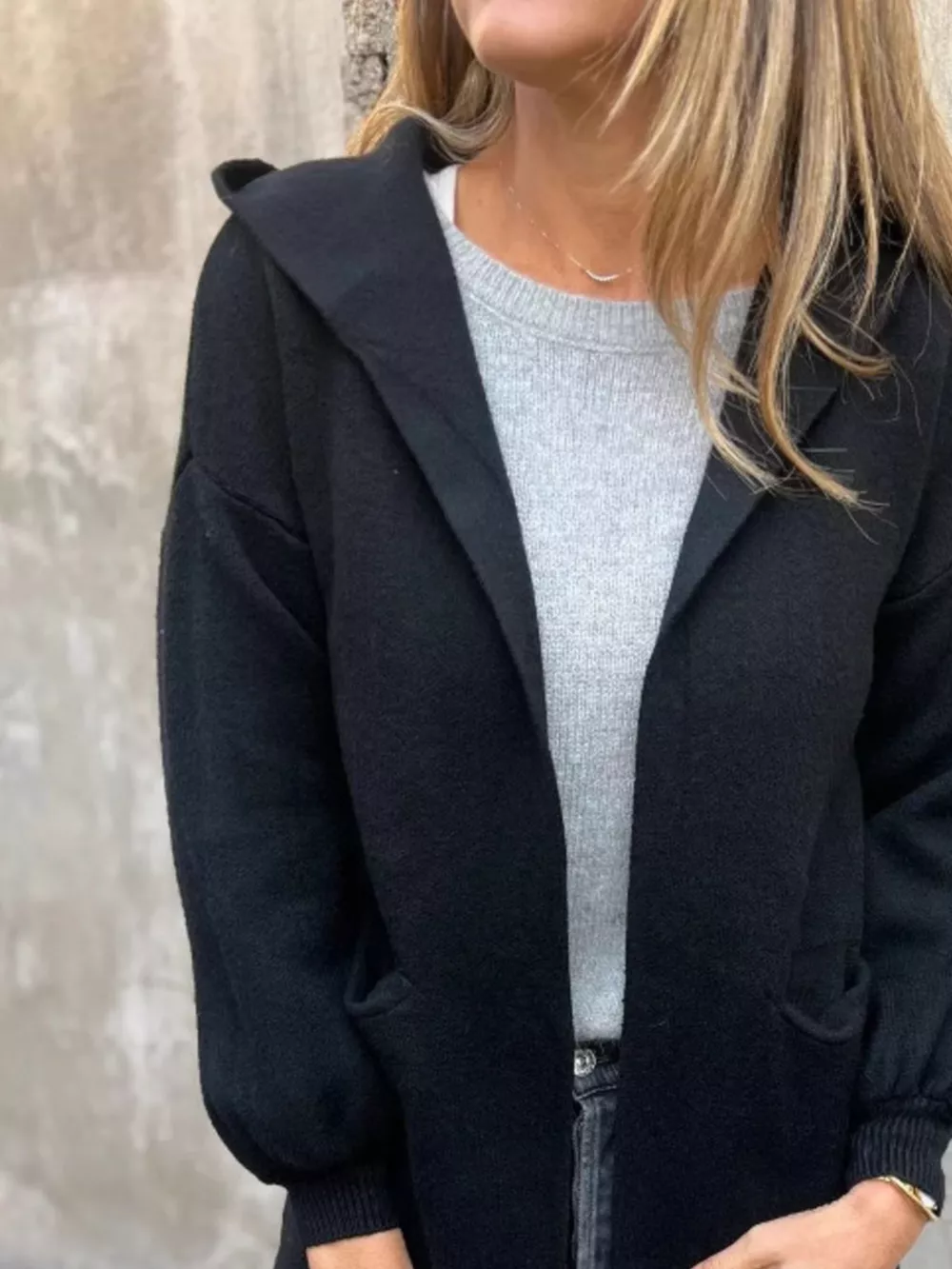 Full Size Open Front Drop Shoulder Hooded Cardigan Plus Size, image 9