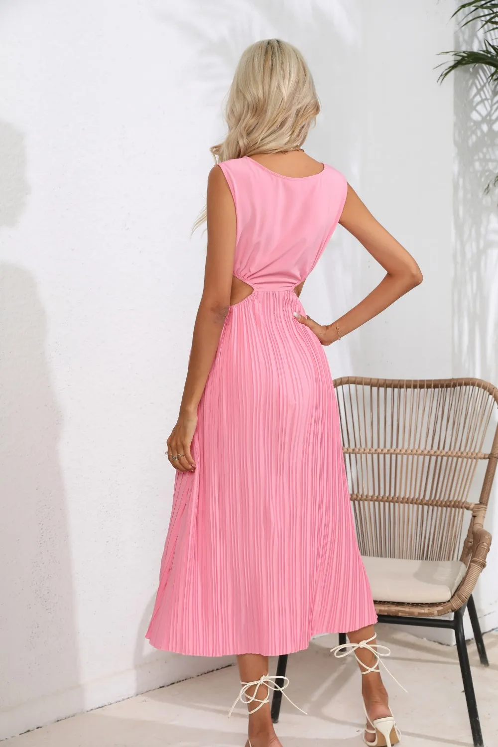 Cutout Ruched Round Neck Tank Dress, image 5