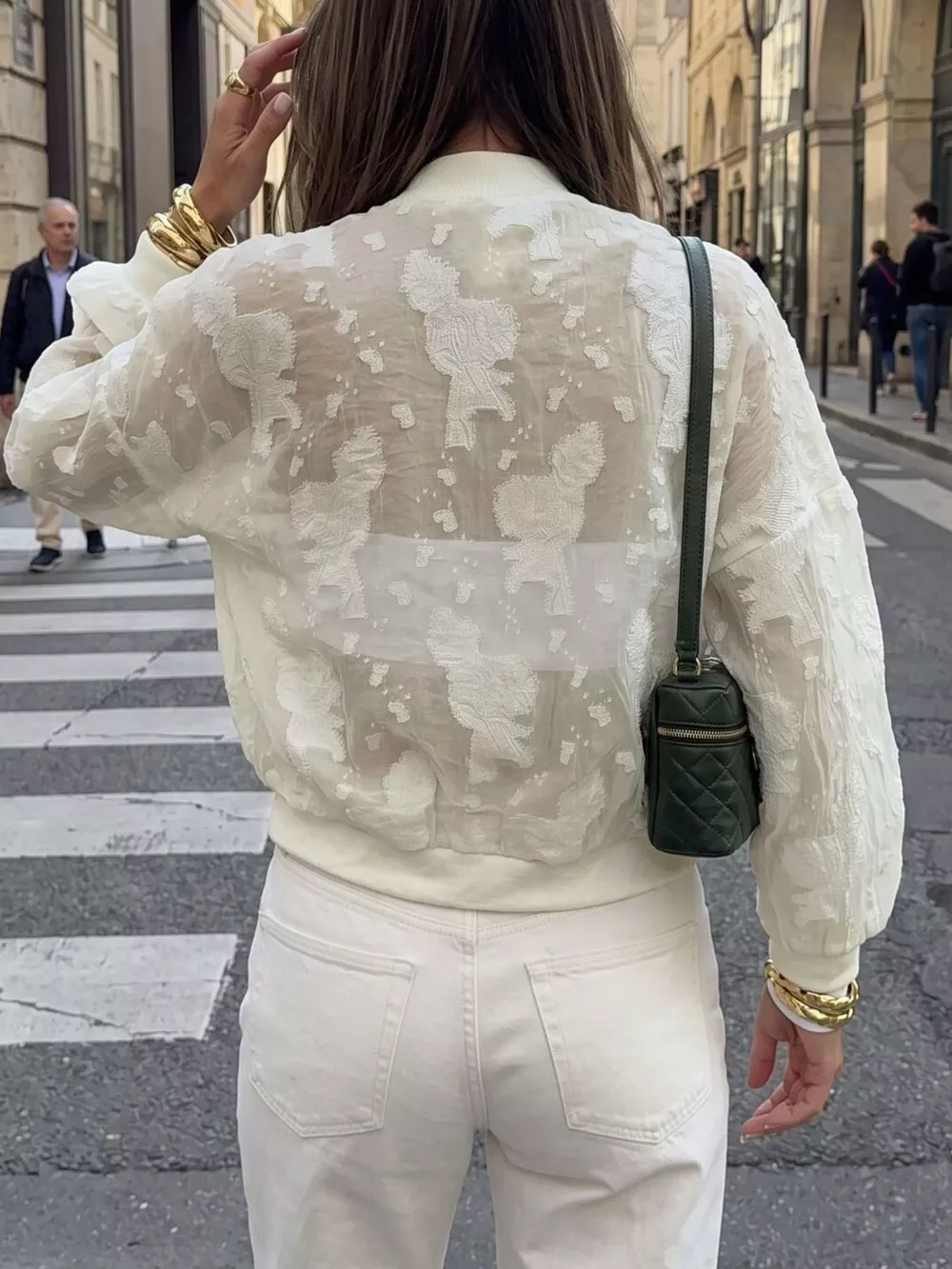 Jacquard Zip Up Long Sleeve Jacket, image 4