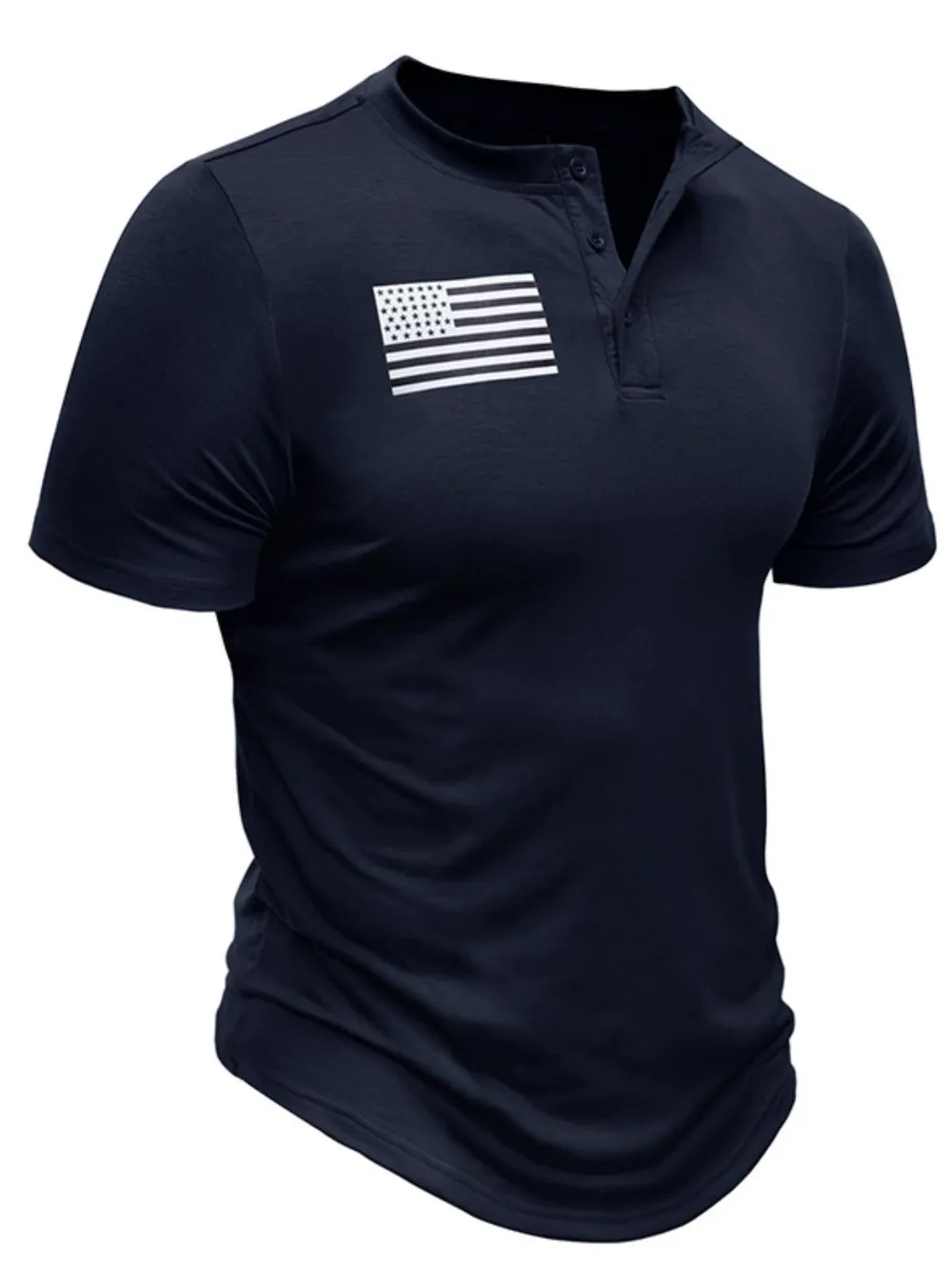 Men's American Flag Short Sleeve Henley Top, image 10