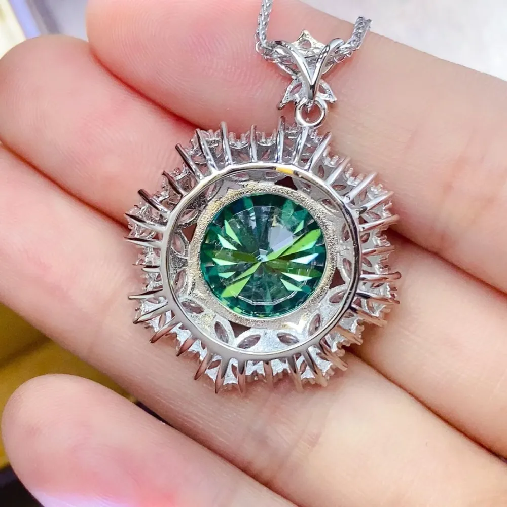 10 Carat Moissanite 925 Sterling Silver Pendant Necklace, image 3