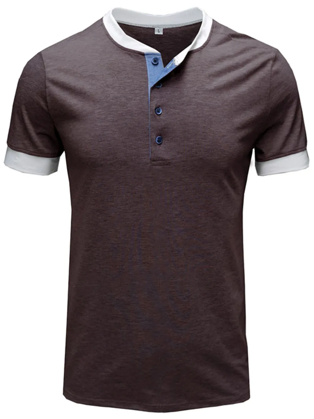 Men's Contrast Trim Henley Top, image 2