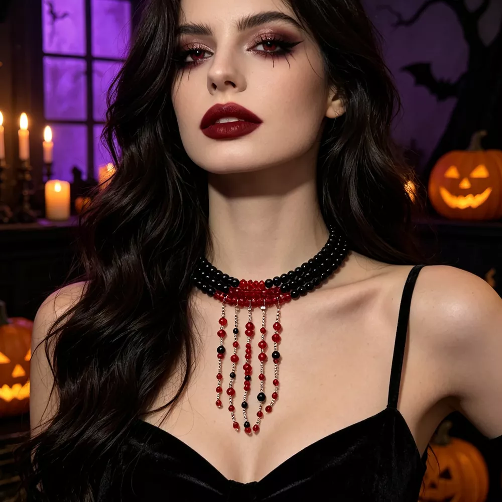 Gothic Multi-Layered Beaded Necklace, image 10