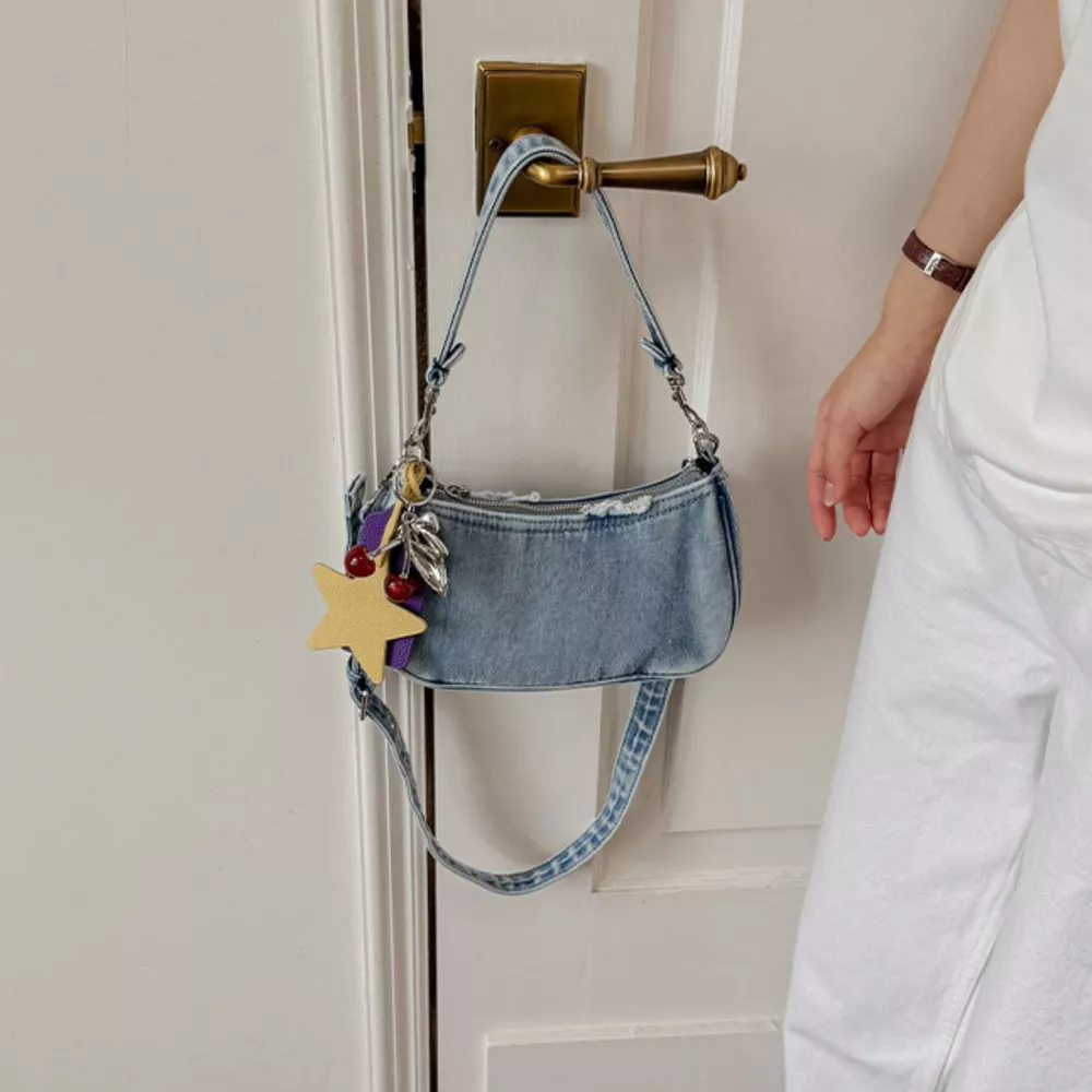 Star Charm Denim Shoulder Bag, image 10