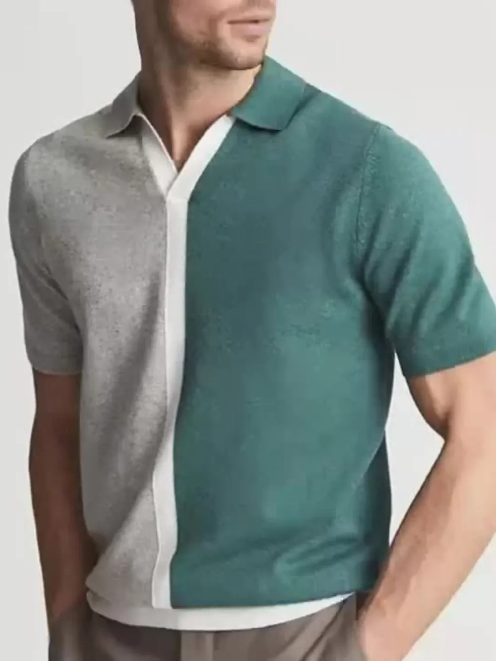 Men's Plus Size Color Block Short Sleeve Polo