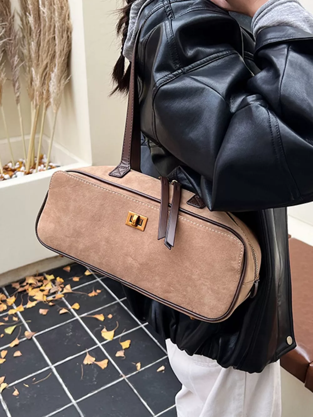 Suede Leather Shoulder Bag, image 9