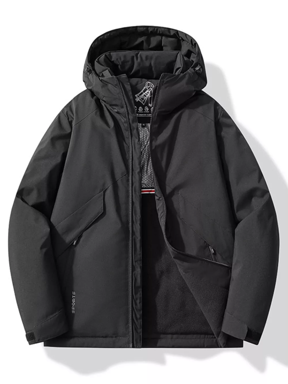 Men's Plus Size Zip Up Hooded Windproof Jacket, image 3