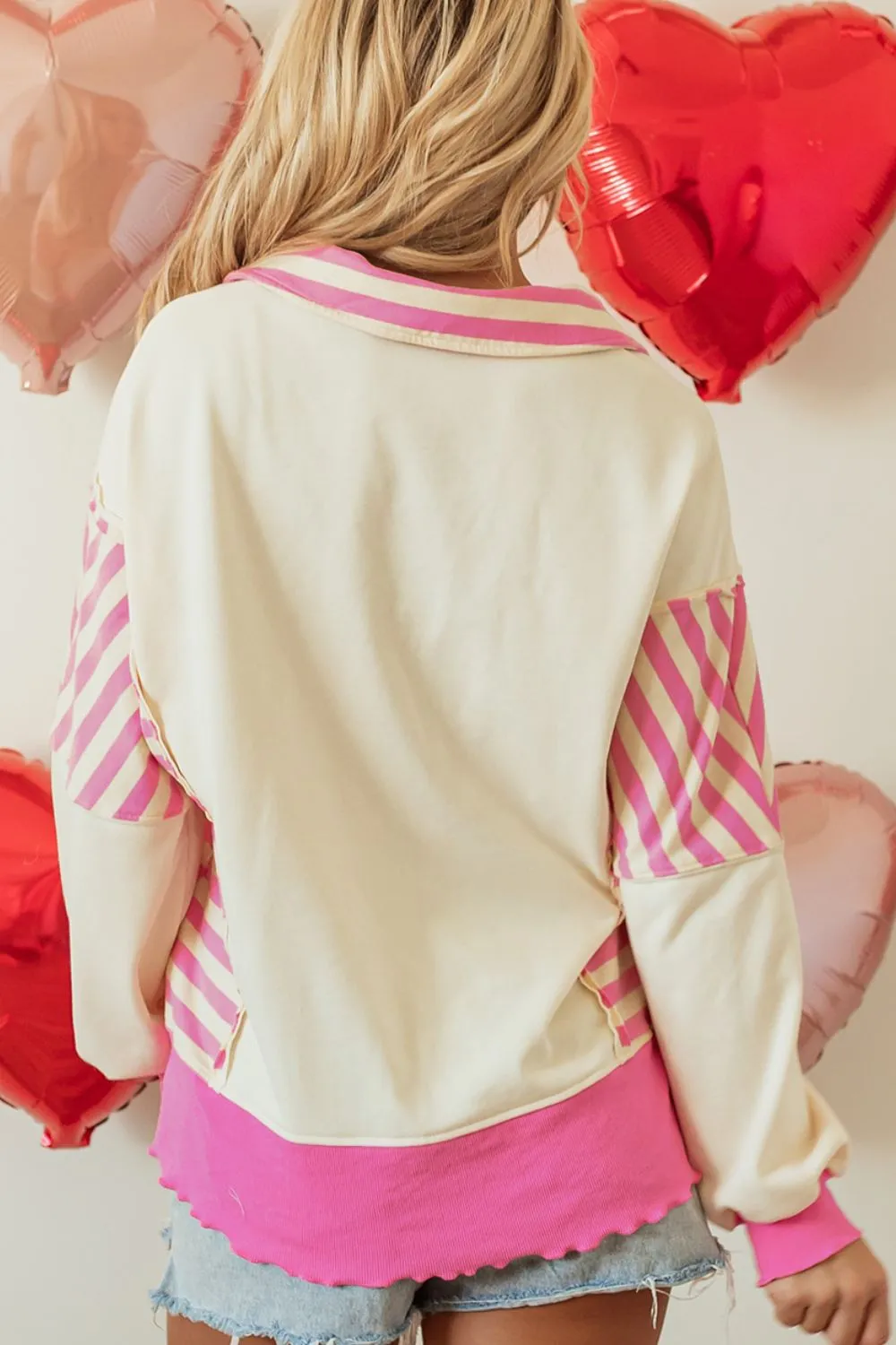 Valentine’s Day Sequin Heart Pattern Long Sleeve Sweatshirt, image 5