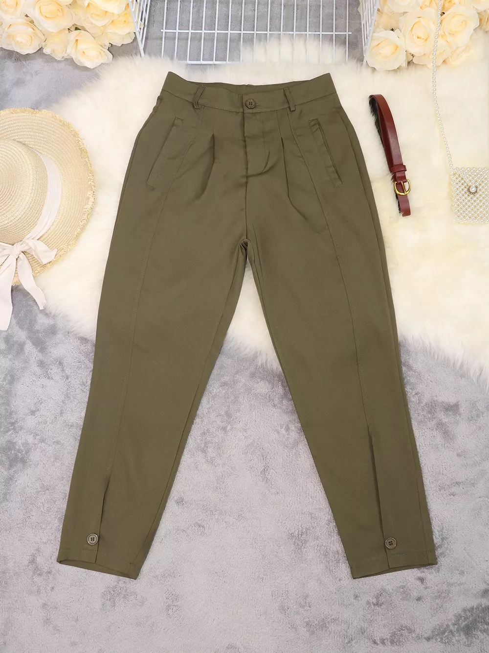 High-Waisted Pleated Pants, image 7