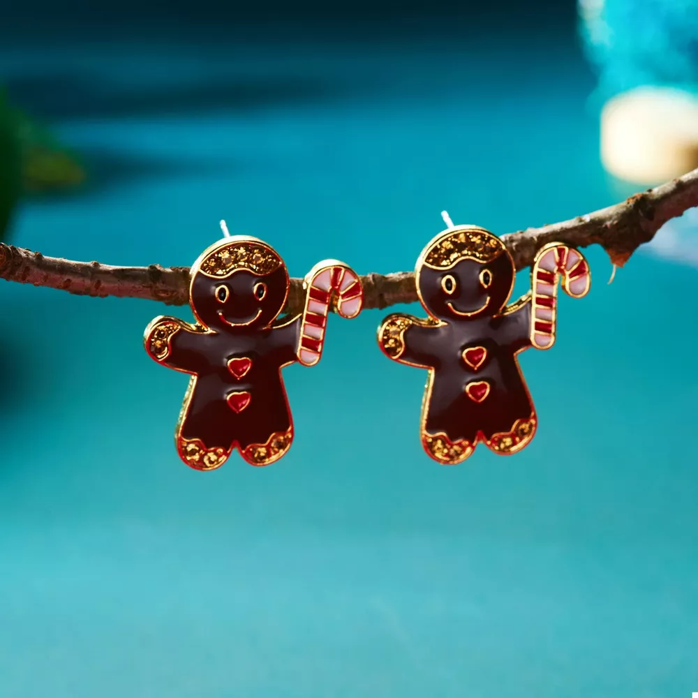Alloy Gingerbread Man Stud Earrings, image 11