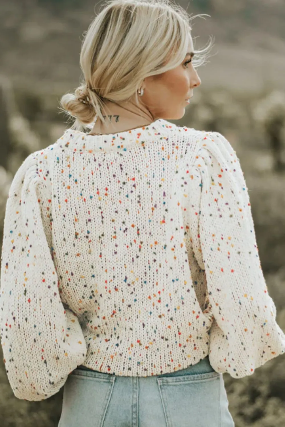 Confetti Round Neck Long Sleeve Sweater, image 10