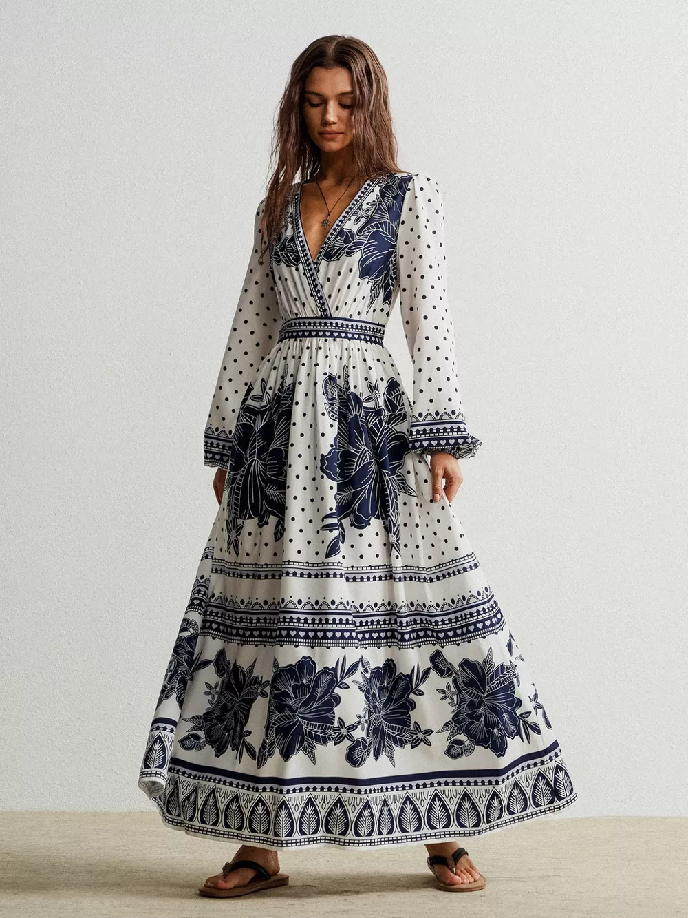Floral Print Long Sleeve Maxi Dress, image 8