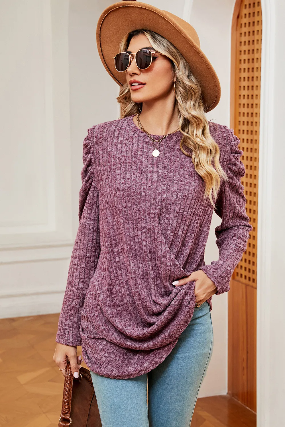 Round Neck Puff Sleeve T-Shirt, image 16