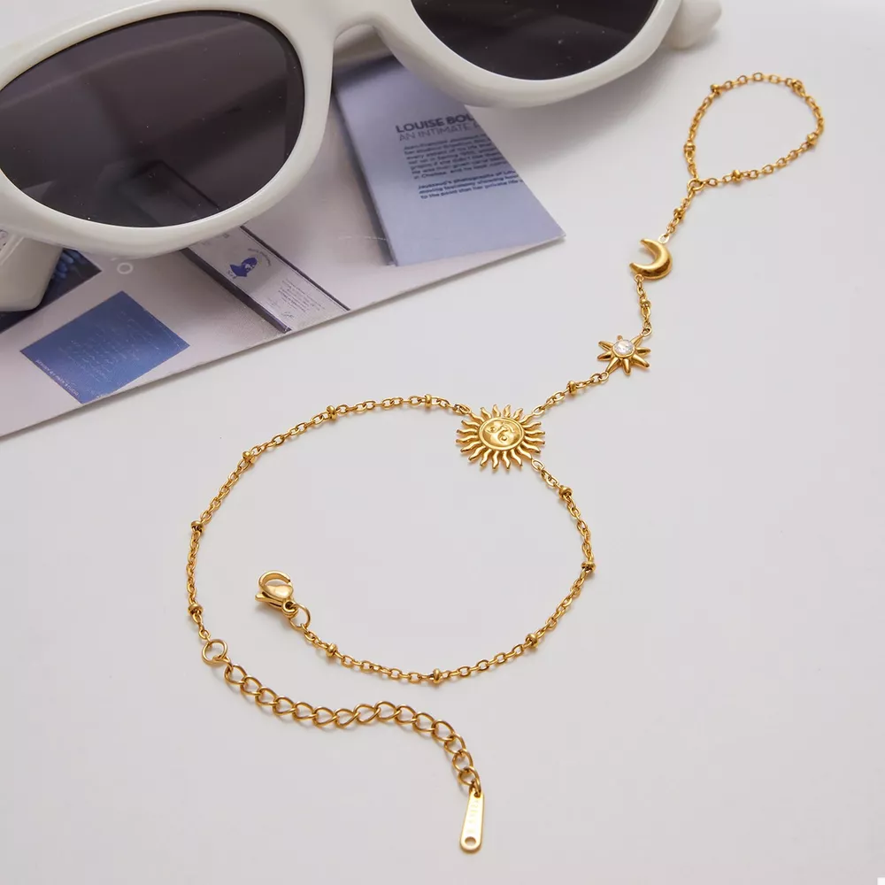 18K Gold-Plated Chain Sun Bracelet, image 6