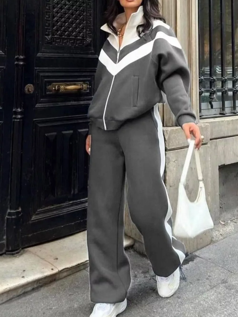 Color Block Zip-Up Outerwear and Pants Set, image 18