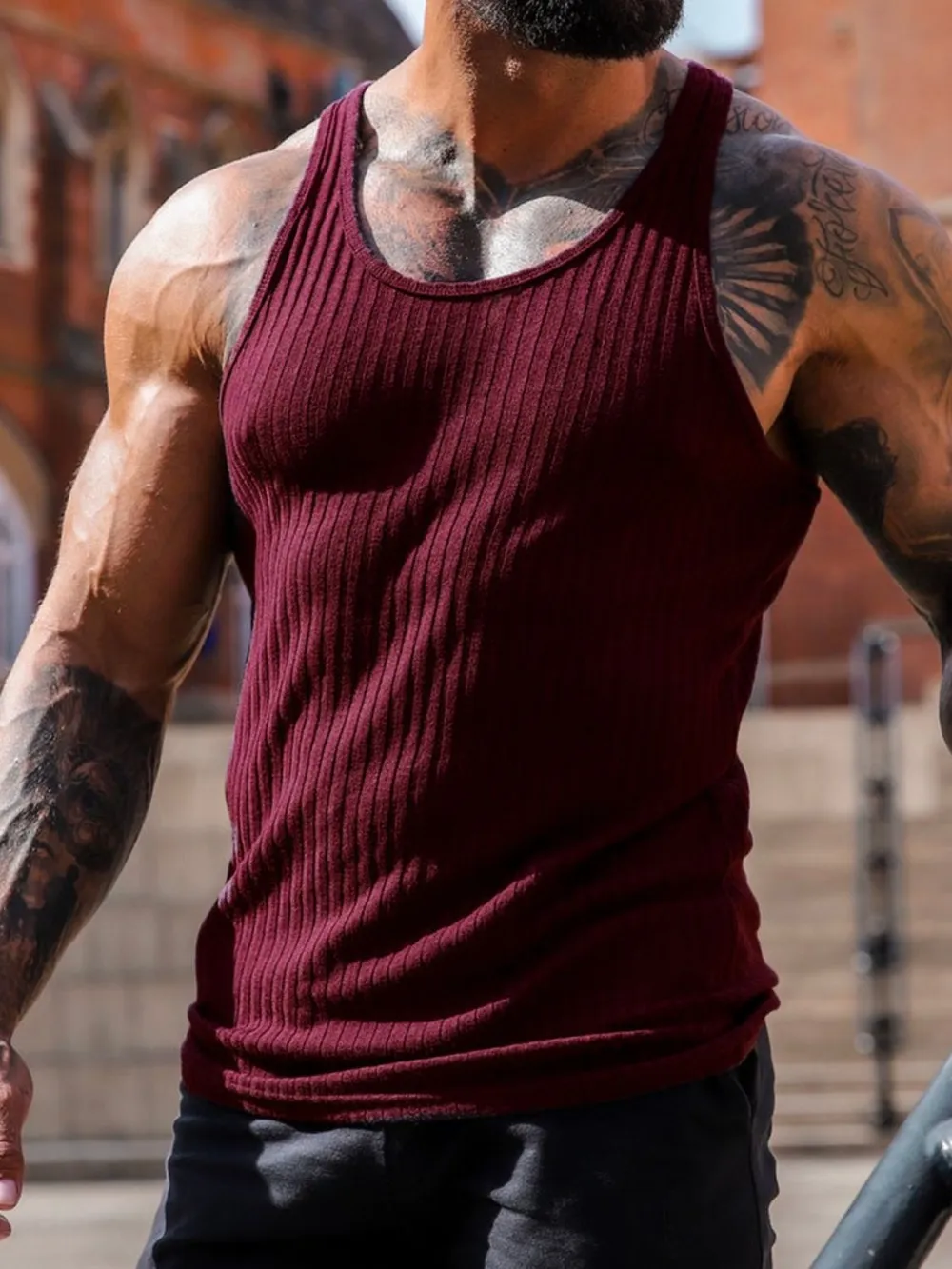 Men's Plus Size Round Neck Wide Strap Tank, image 8