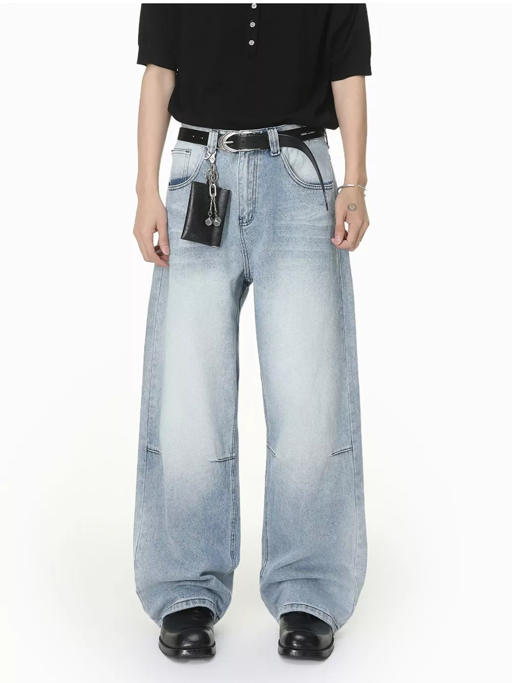 Men's Washed Wide-Leg Jeans, image 3