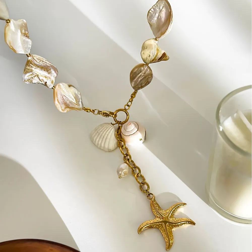 18K Gold-Plated Ocean Theme Necklace with Starfish Pendant, image 4