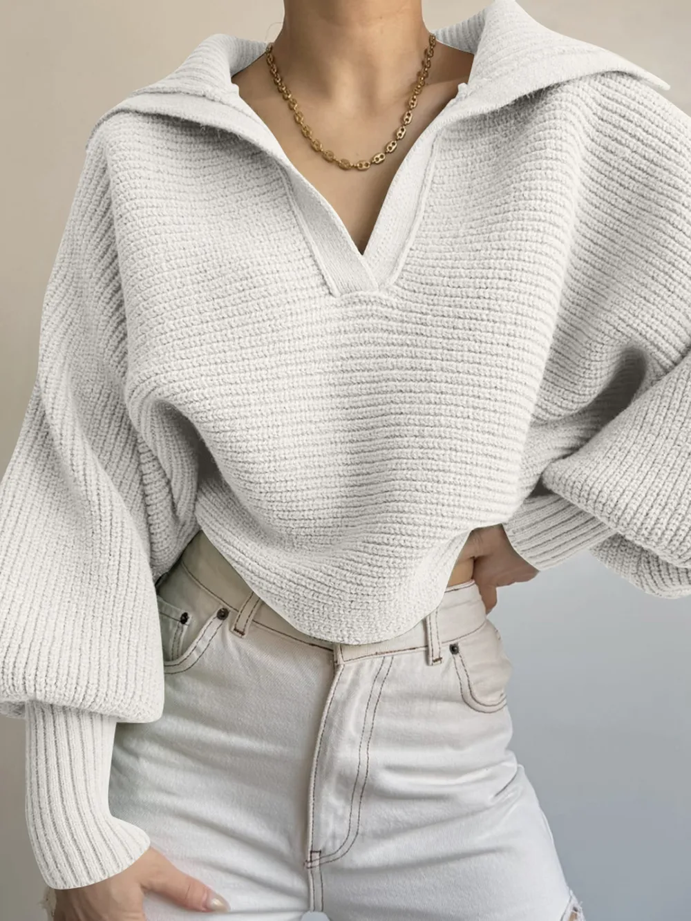 Johnny Collar Long Sleeve Sweater, image 8