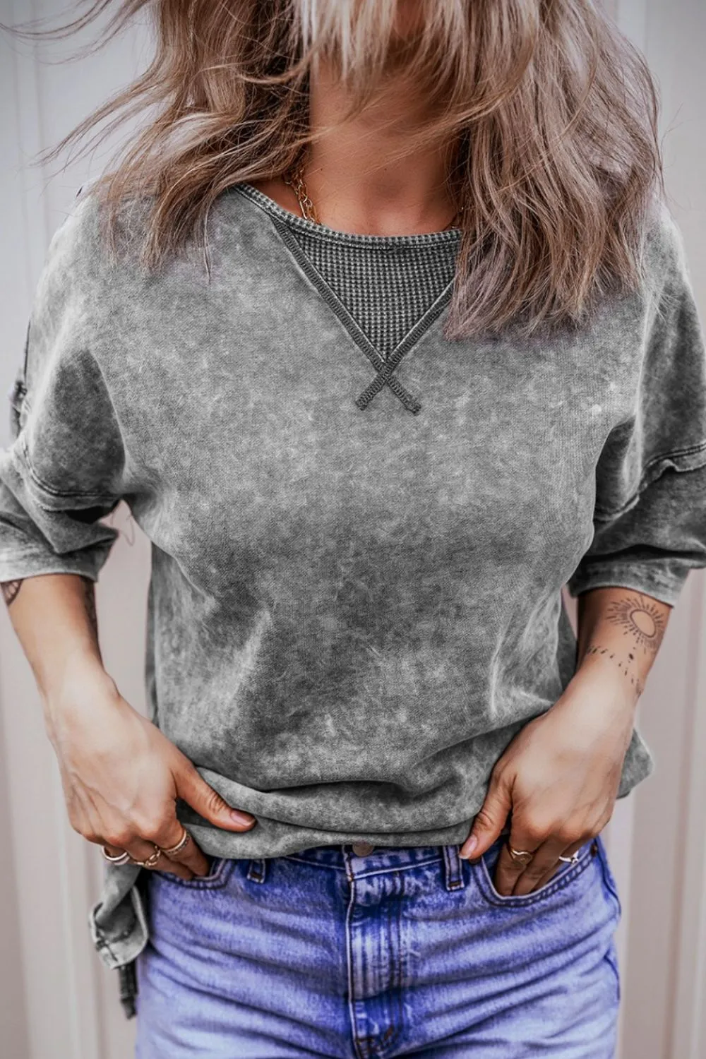 Mineral Wash Drop Shoulder Round Neck T-Shirt, image 16