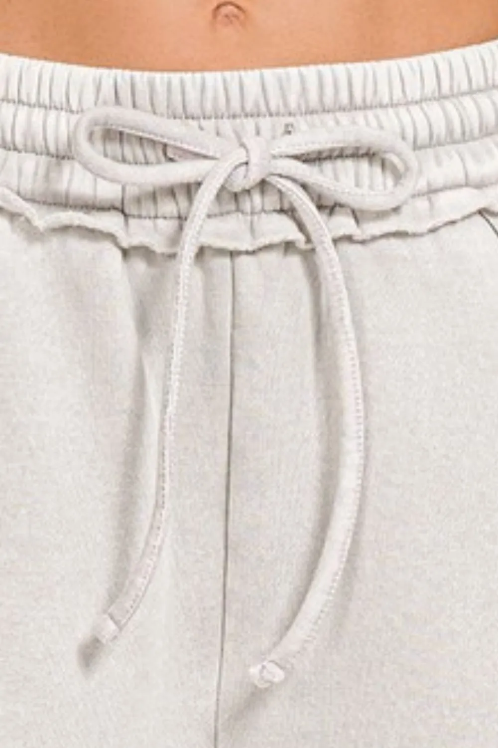 Acid Wash Fleece Drawstring Shorts With Pockets, image 3
