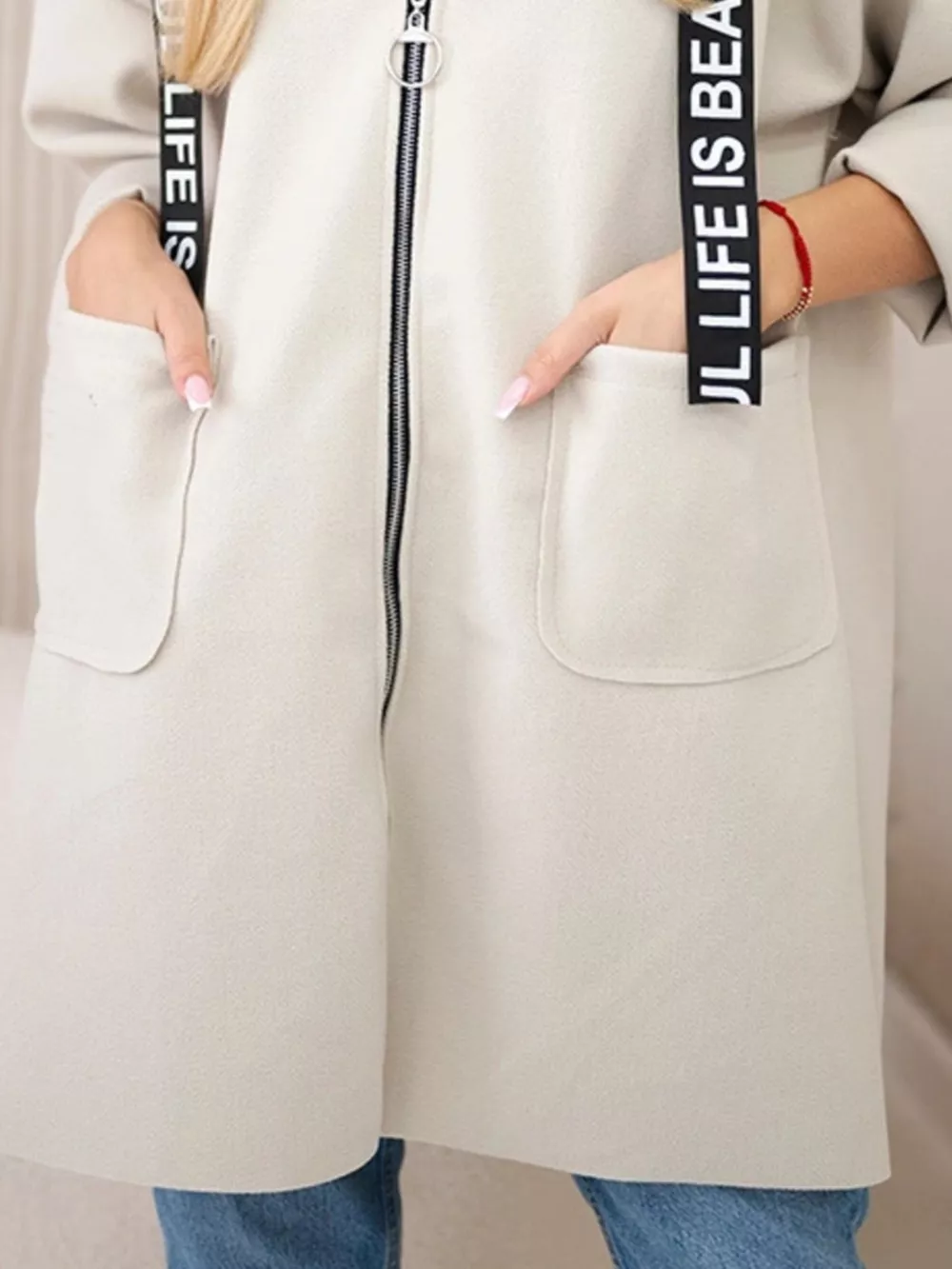 Full Size Hooded Zip-Up Longline Outerwear Plus Size, image 4