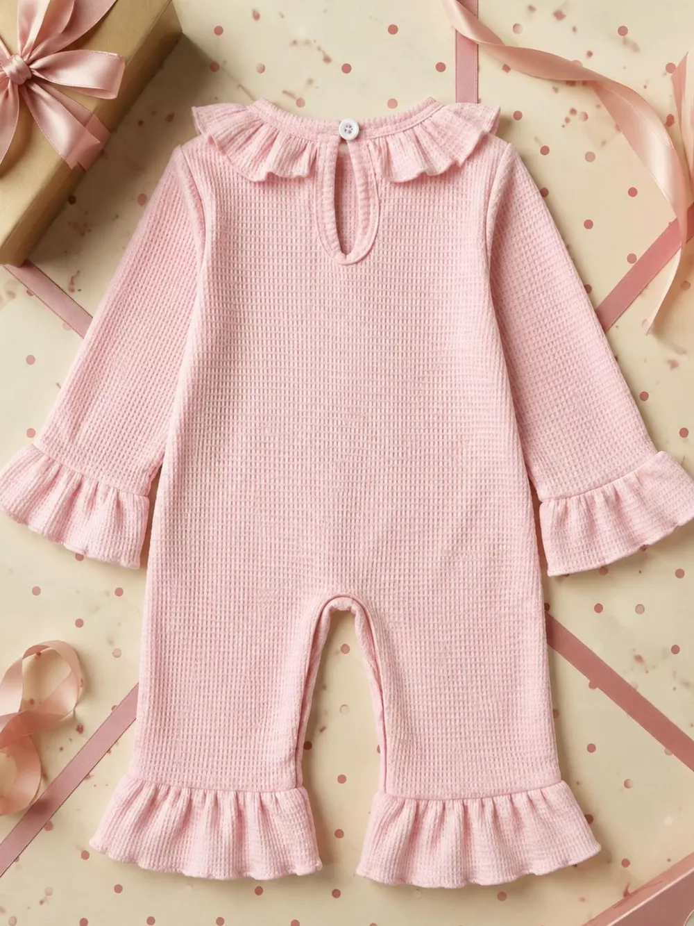 Children's 'My 1st Christmas' Ribbed Ruffle Jumpsuit and Headband Set, image 7