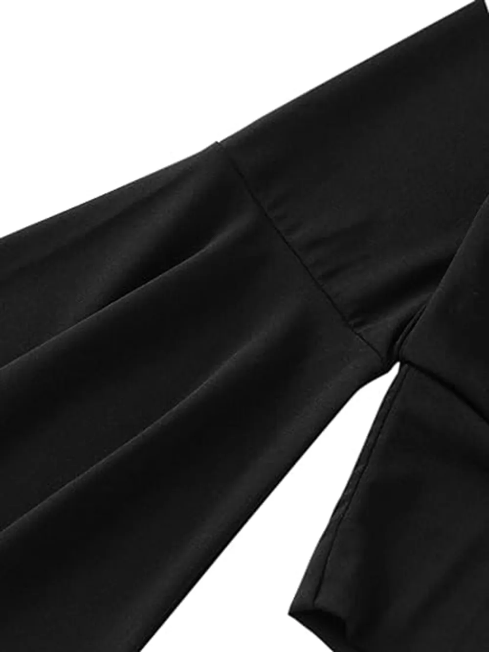 Plunge Flare Sleeve Cropped Top, image 4