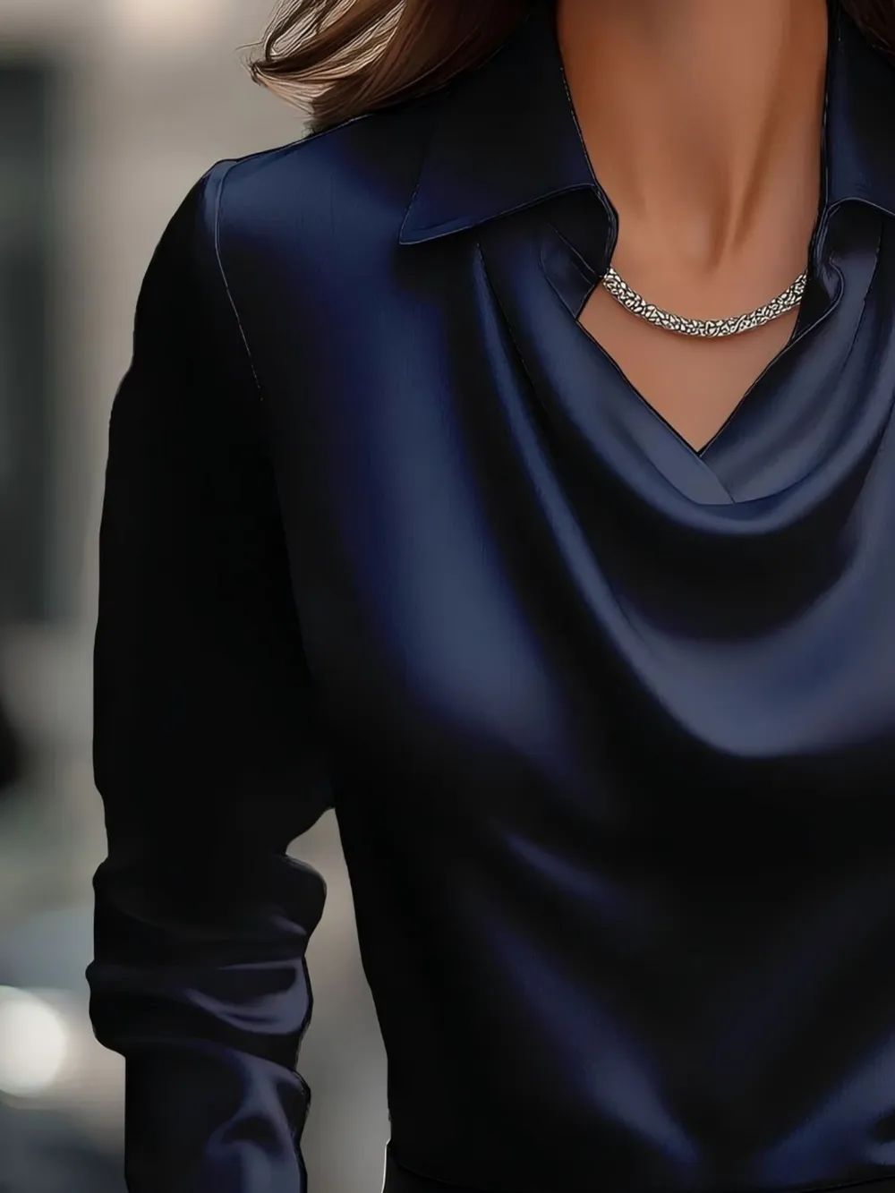 Full Size Long Sleeve Blouse with Collar Plus Size, image 18