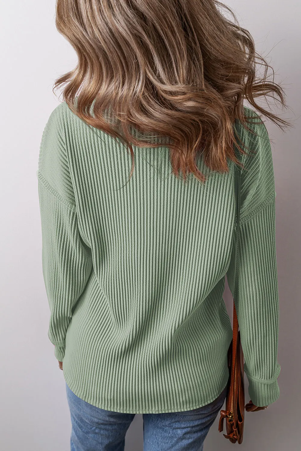 Pocketed Round Neck Long Sleeve Top, image 6