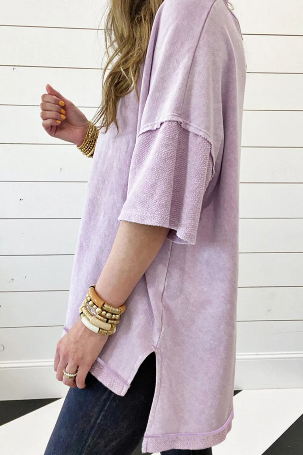 Mineral Wash Drop Shoulder Round Neck T-Shirt, image 17