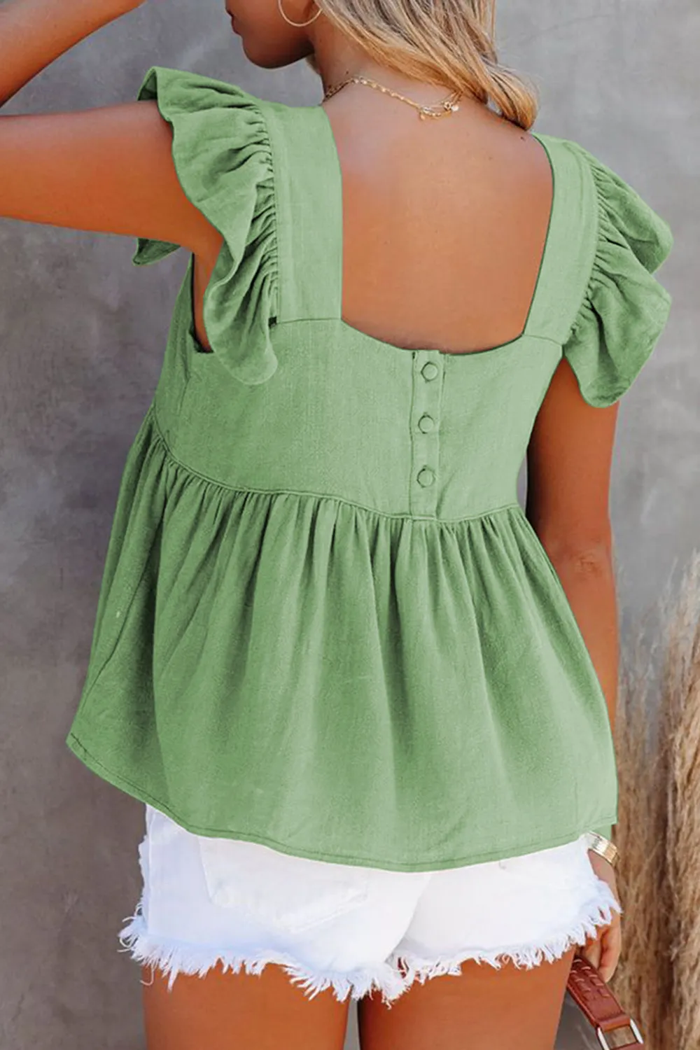 Full Size Ruffled Square Neck Cap Sleeve Blouse, image 17