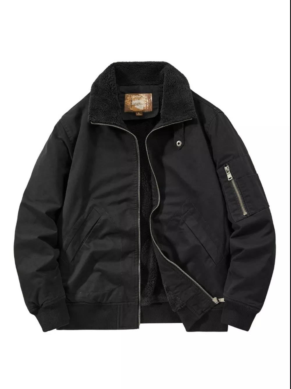 Men's Plus Size Zip Up Sherpa Lined Jacket, image 6