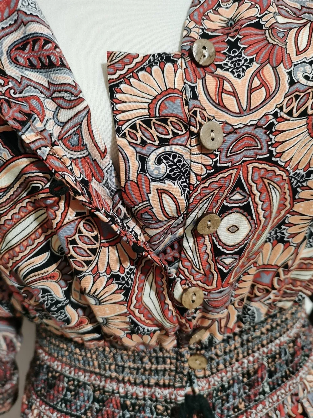 Paisley Print Half Sleeve Slit Midi Dress, image 18