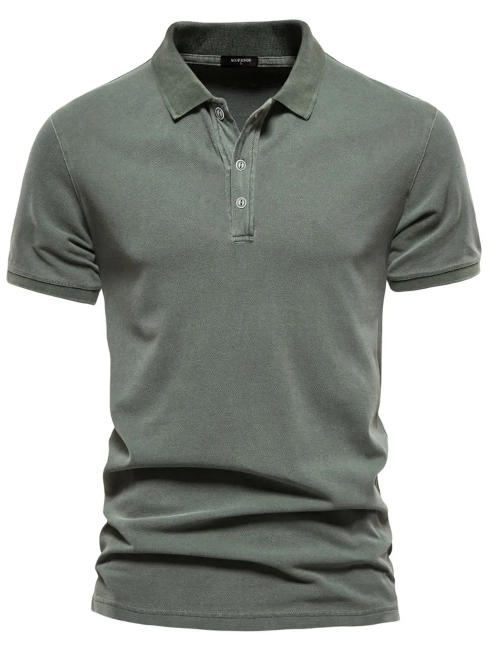 Men's Collared Neck Button Detail Short Sleeve Polo, image 6