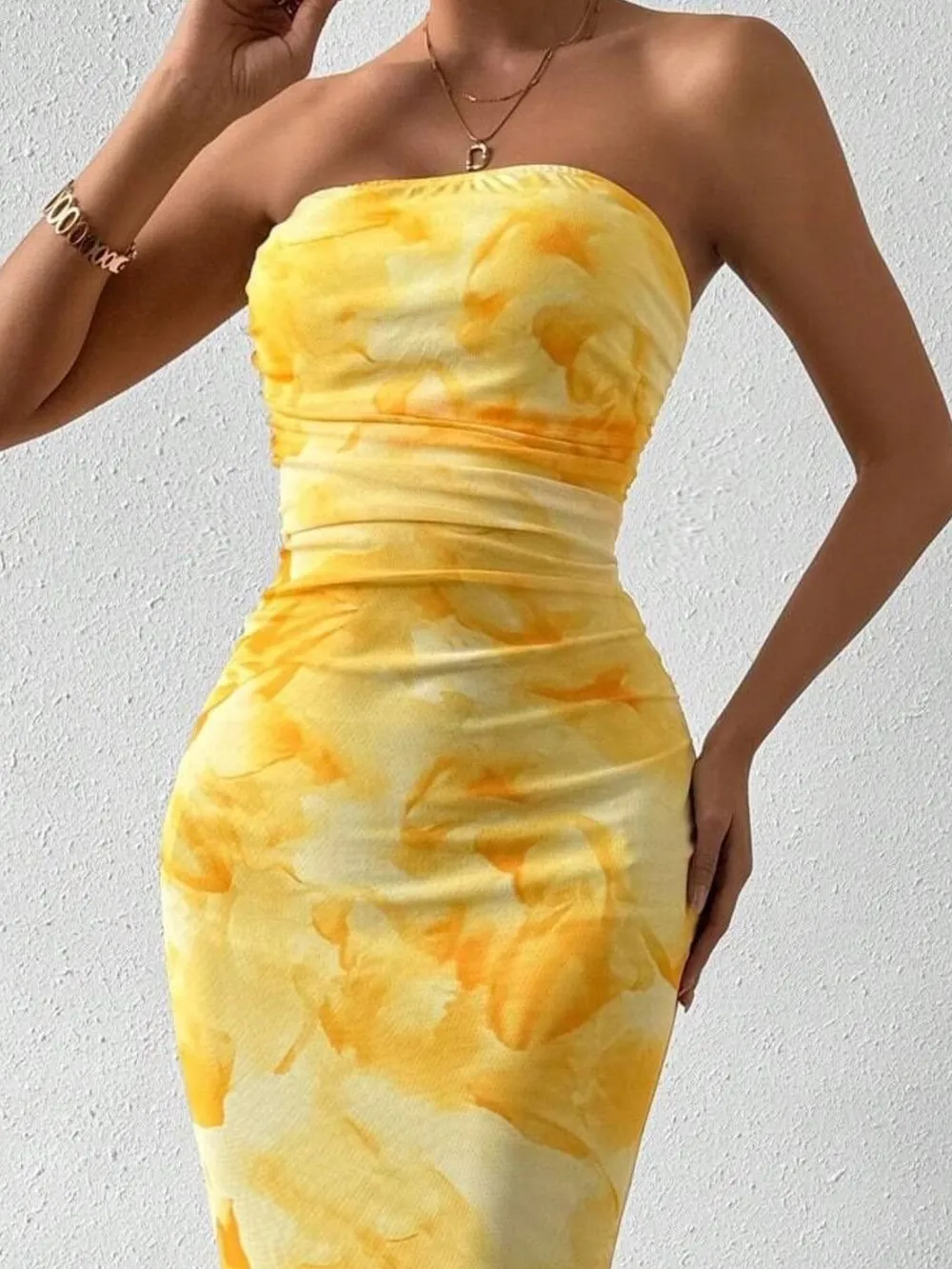 Printed Side Slit Tube Dress, image 11