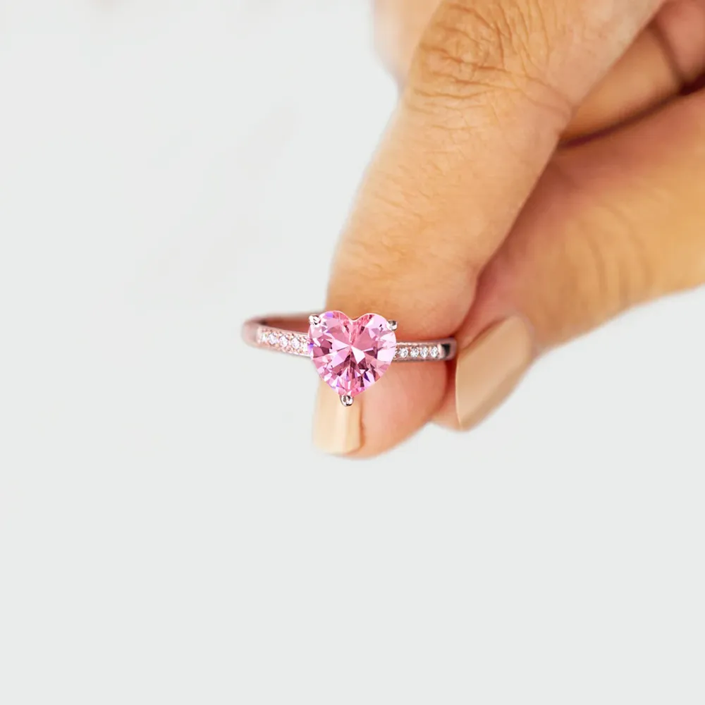 Heart Zircon 925 Sterling Silver Ring, image 2
